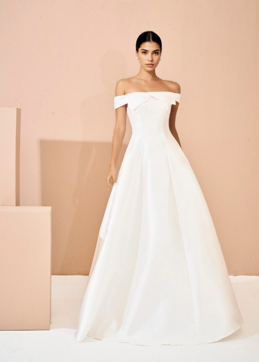Off-shoulder princess-style wedding gown