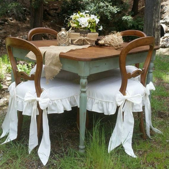 Elegant Ruffled Chair Slipcover with Oversized Bows