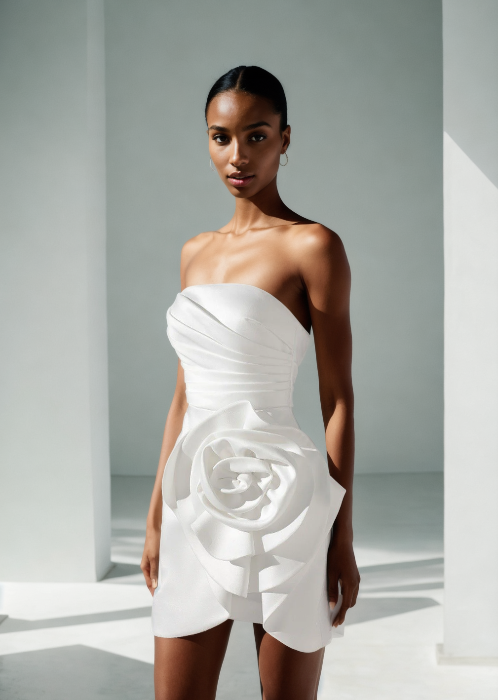 Aurora short bodycon dress and waist floral detailing