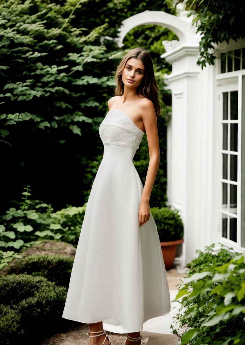 Celeste dress strapless, lace applique
