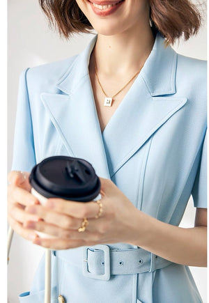 Elegant and polished light blue blazer dress by taileroom
