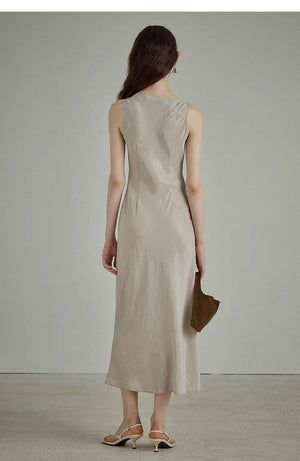 Tailored champagne maxi gown