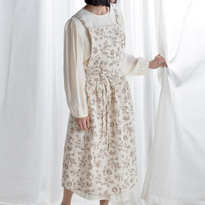 Floral Pleated Apron Skirt, Water-Repellent Florist Cotton Overalls