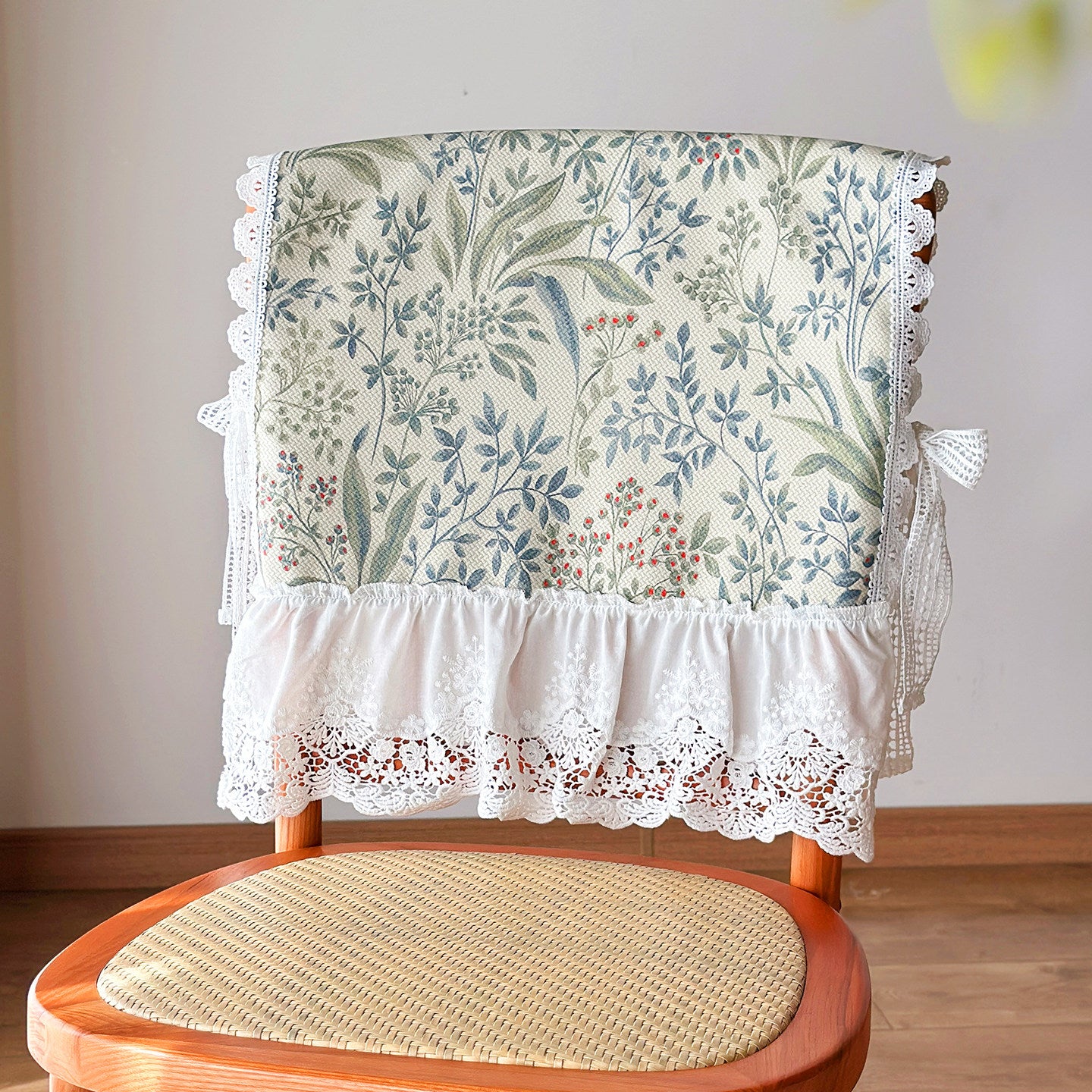 French Lace Chair Cushion Cover, Countryside Floral Backrest Cloth