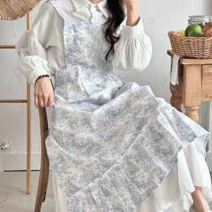French ink fishtail export apron for Korean export, Korean pure cotton factory ins-style