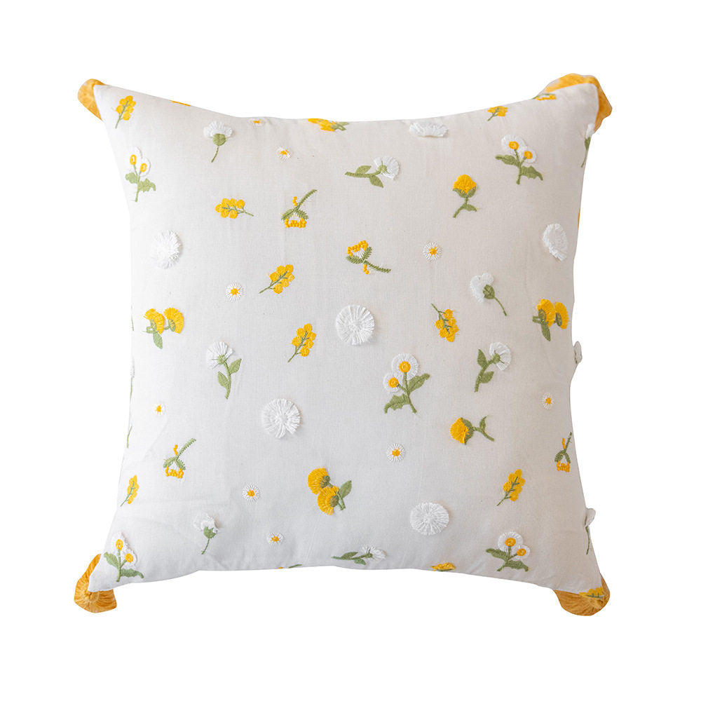 Nordic Ruffle Embroidered Pillow Cover, French Pastoral Sofa Cushion