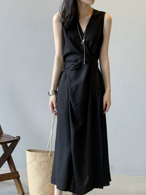 Elegant minimalist wrap dress in breathable fabric