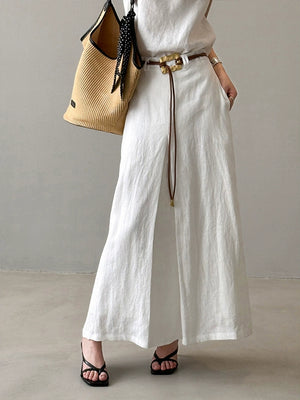 Tailored ivory midi skirt and sleeveless collared top