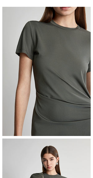 Figure-flattering ruched bodycon black dress