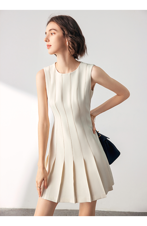 Back view of A-line mini dress with zipper closure