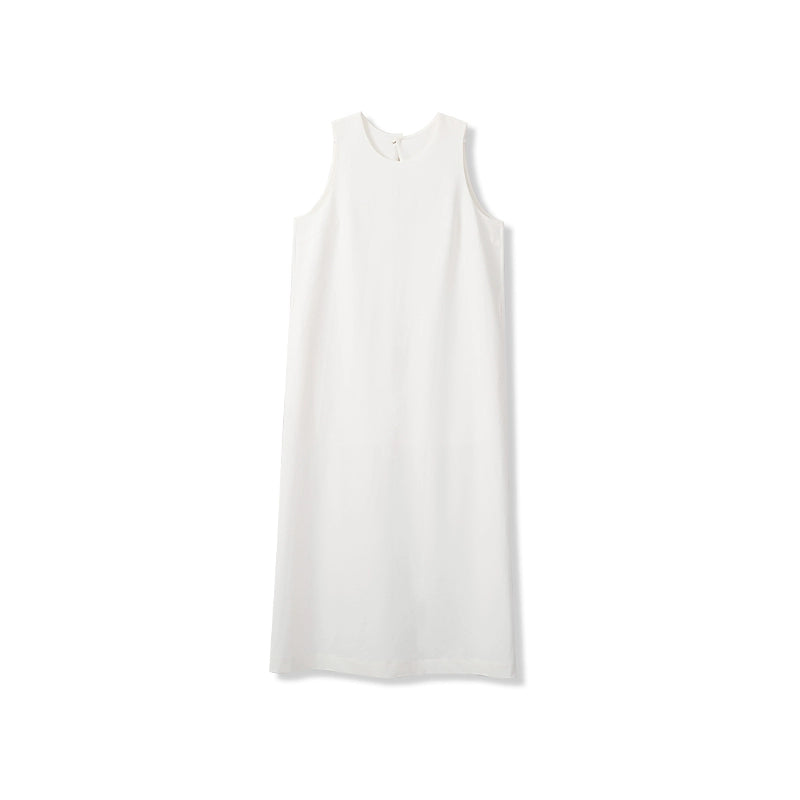 Elegant back cut-out summer dress in white