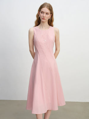 Minimalist summer dress with high neckline