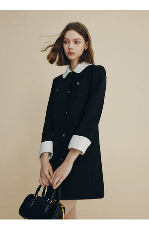 Contrast collar mini dress with pocket detail