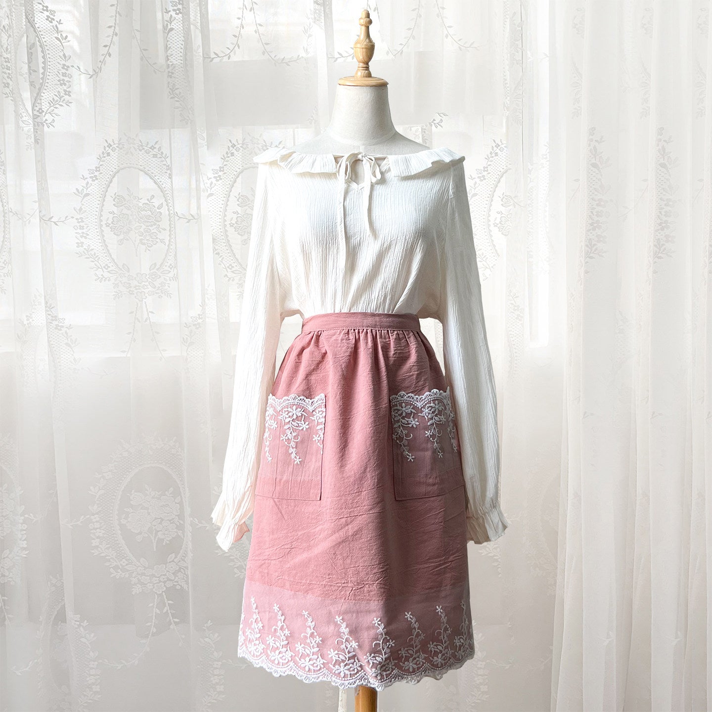 French Princess-Style Cotton Apron, Cute Cottagecore Kitchen Workwear