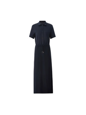 Full-length black dress for minimalist styling