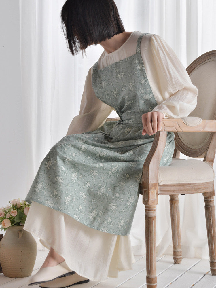 Floral Pleated Apron Skirt, Water-Repellent Florist Cotton Overalls