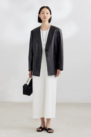 Minimalist column dress with French back detail