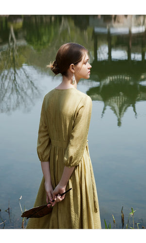 Flowing textured dress for summer afternoon events