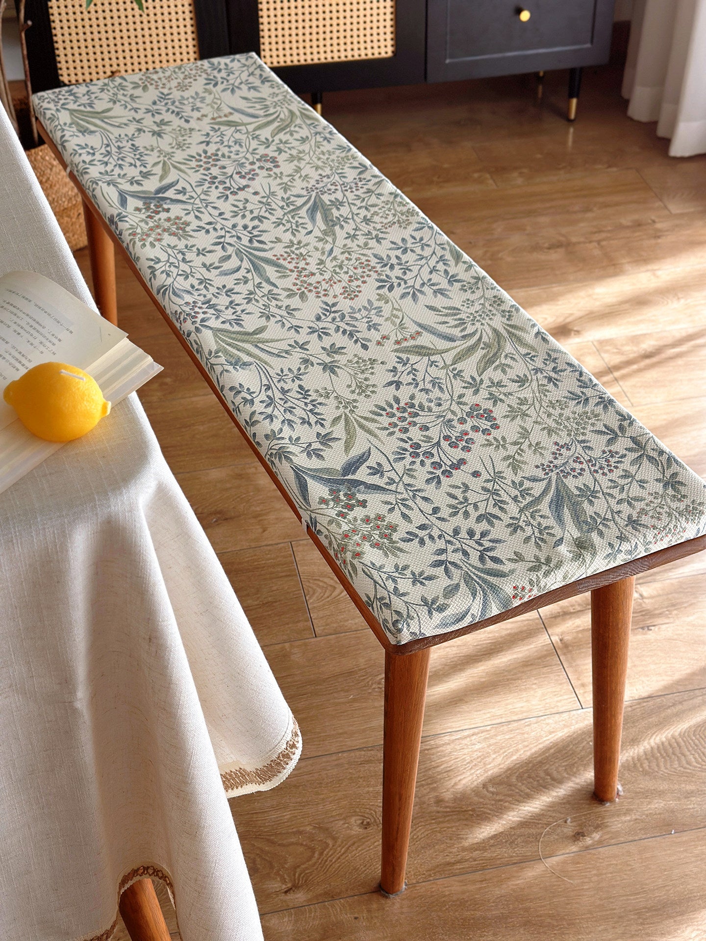 American Country Long Bench Cushion, Thickened Sponge Seat Pad