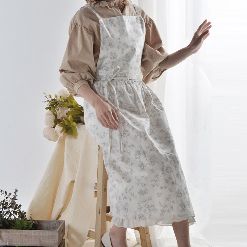 Floral Pleated Apron Skirt, Water-Repellent Florist Cotton Overalls