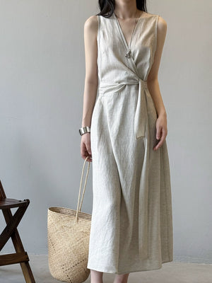 Elegant minimalist wrap dress in breathable fabric