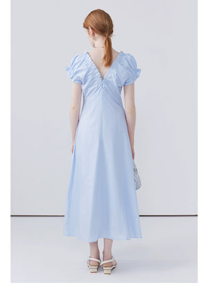 Graceful summer dress with long flowing A-line silhouette