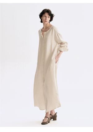 Relaxed 100% linen dress with side pockets