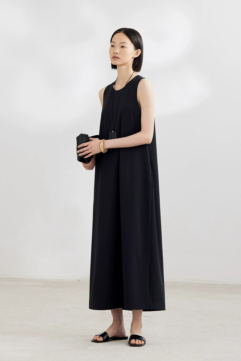 Minimalist column dress with French back detail