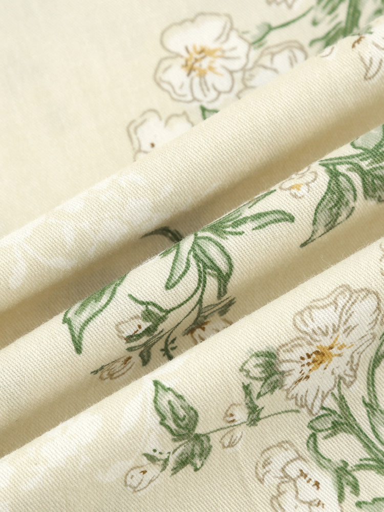 Pastoral Floral Cotton Apron, Oil-Proof Gardening Workwear