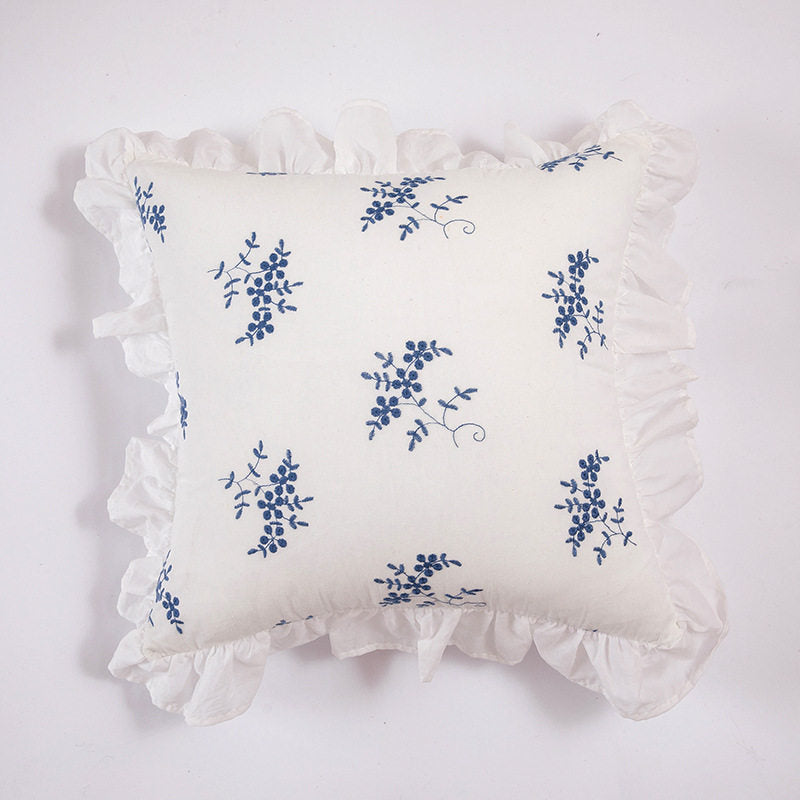 Nordic Ruffle Embroidered Pillow Cover, French Pastoral Sofa Cushion