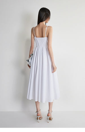 Lightweight pleated midi dress for women