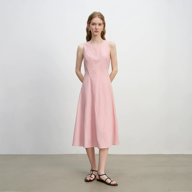 Petite Asymmetrical White Sleeveless Dress
