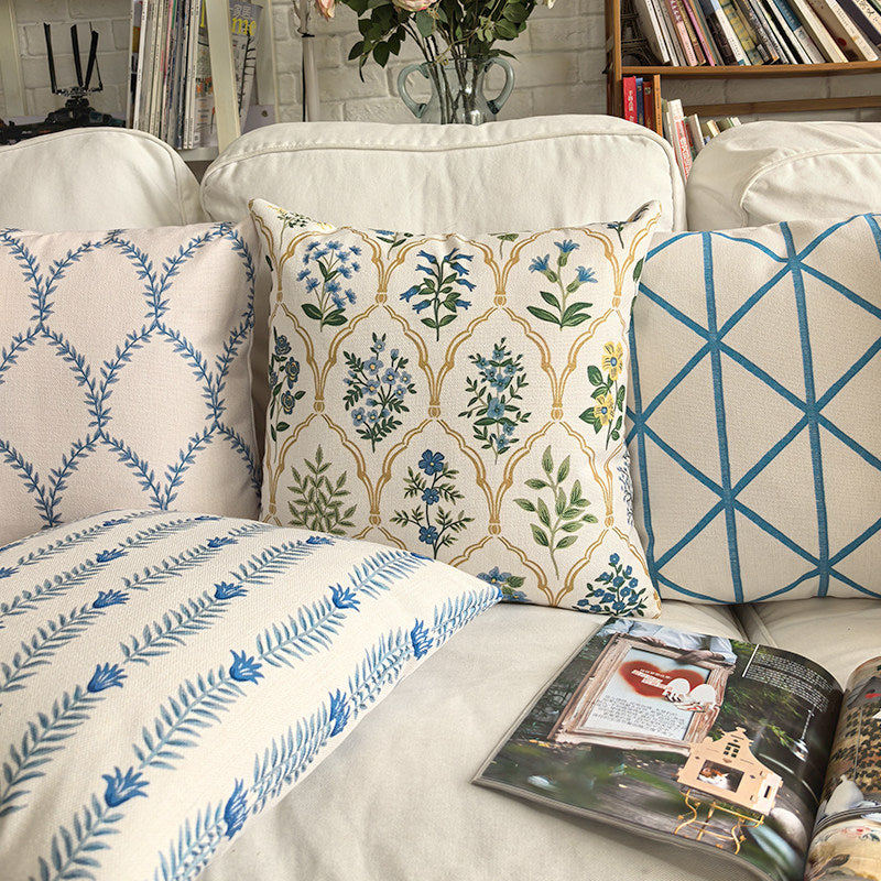 French Cotton Linen Reversible Pillow Cover, Decorative Sofa Cushion
