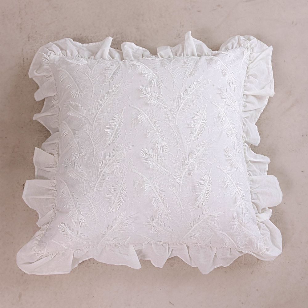 Nordic Ruffle Embroidered Pillow Cover, French Pastoral Sofa Cushion