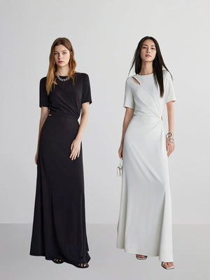 Minimalist formal black maxi gown