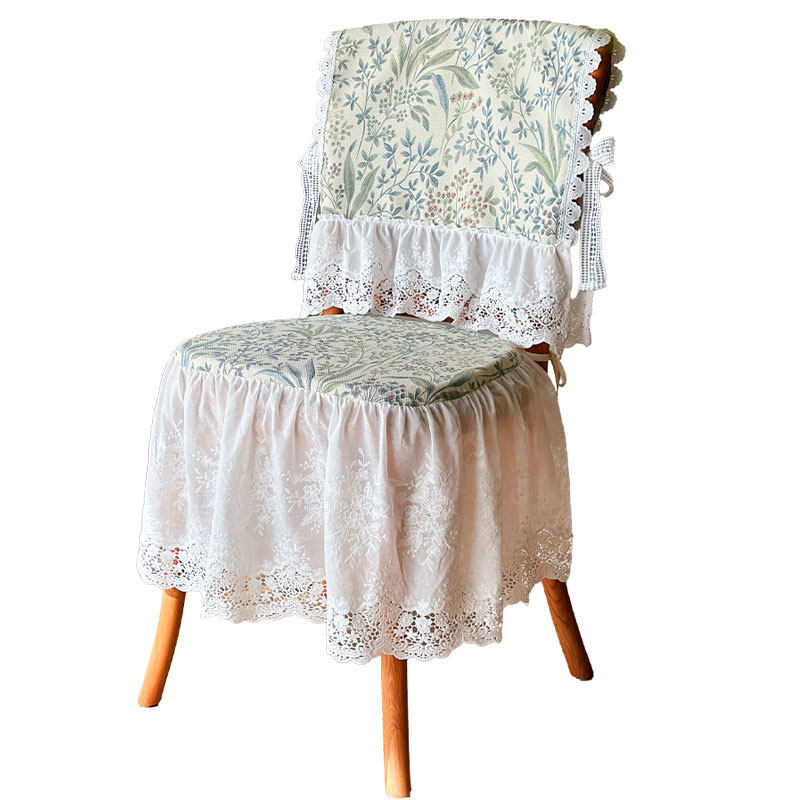 French Lace Chair Cushion Cover, Countryside Floral Backrest Cloth