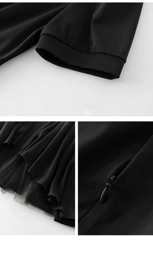 Hidden back zipper detail of cotton A-line dress