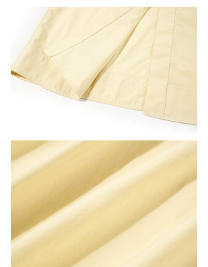 Light goose midi dress with cinched waist and pleats