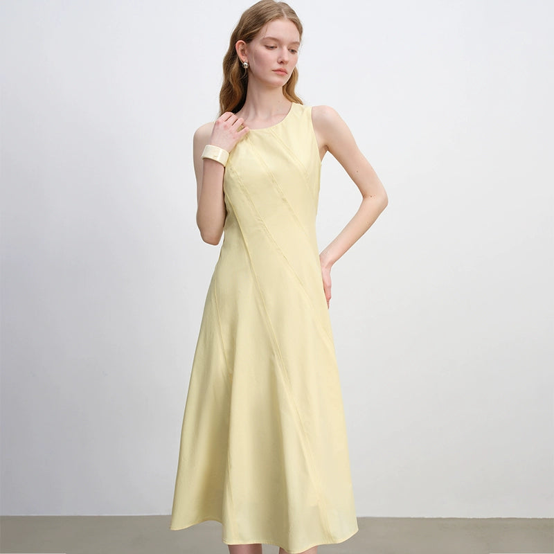 Petite Asymmetrical White Sleeveless Dress