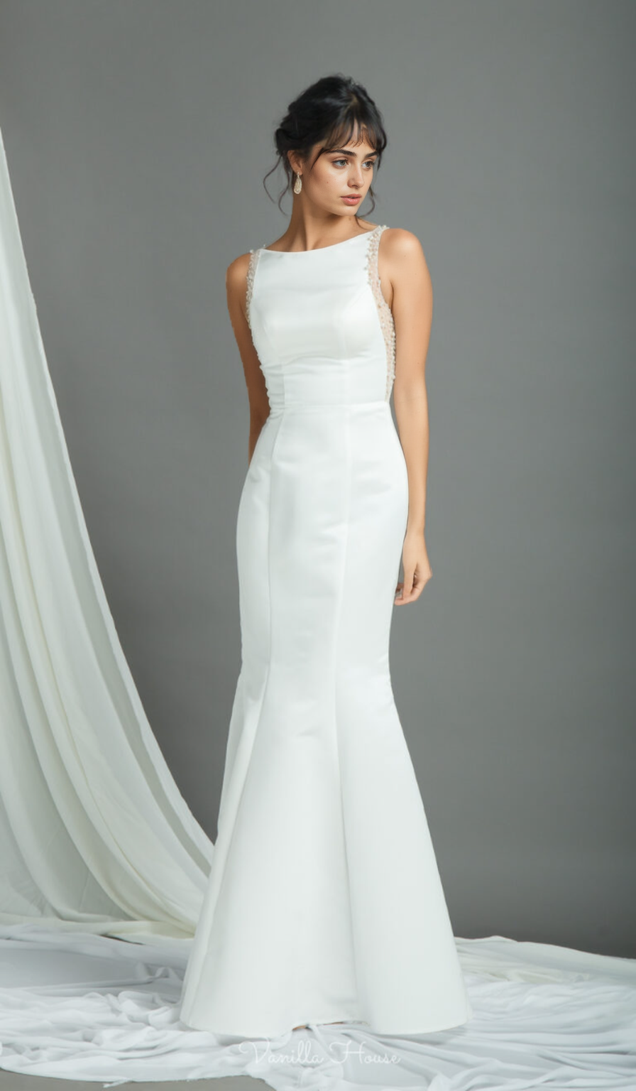 Mermaid gown embellished with pearls
