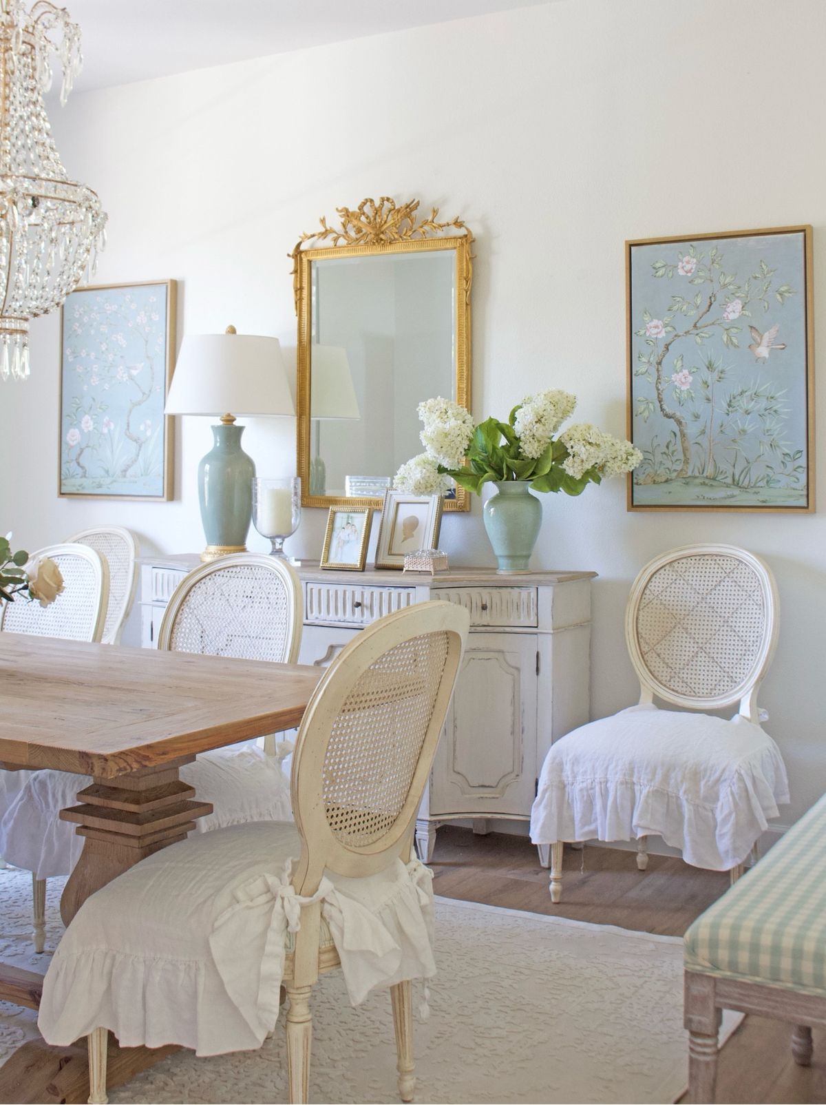 French Country Ruffled Dining Chair Seat Cover with Cushion