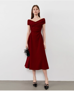 Side profile showcasing the gown's silhouette