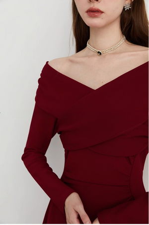 Front view of elegant short sleeve engagement dress