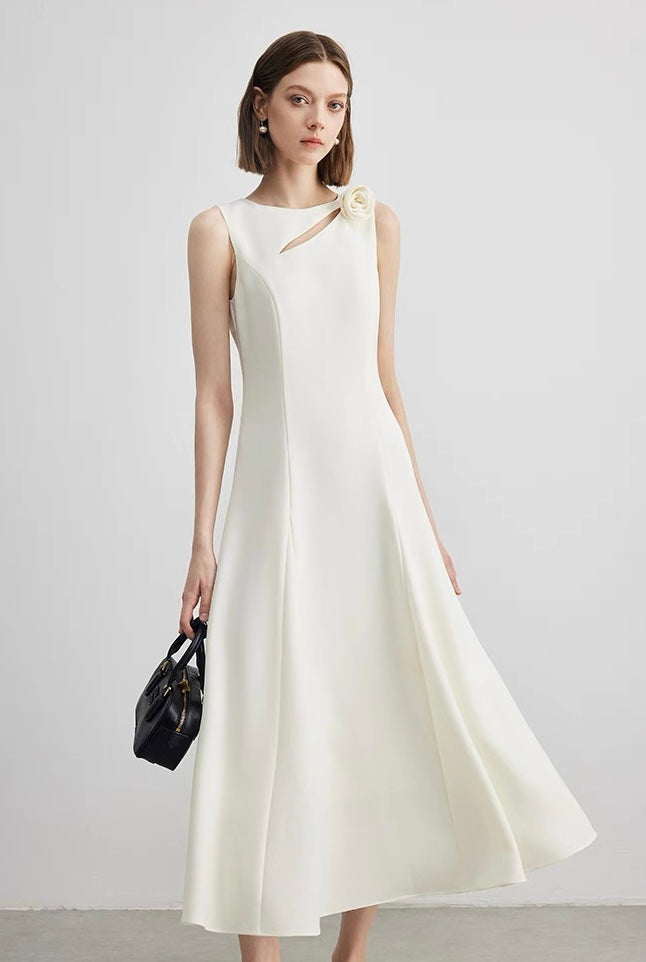 Tailored ivory midi dress with soft structure from taileroom