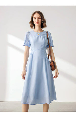 Feminine French blue dress perfect for spring style