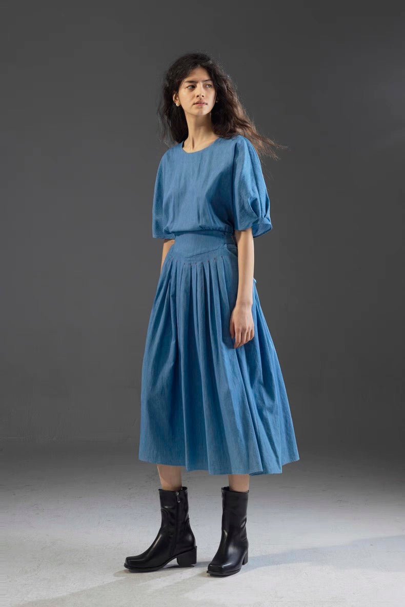 Taileroom blue cotton midi dress