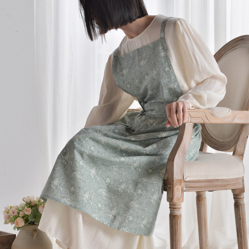 Floral Pleated Apron Skirt, Water-Repellent Florist Cotton Overalls