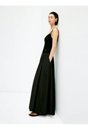 Spliced summer maxi dress with double shoulder straps