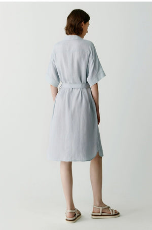 Taileroom linen shirt dress with short sleeves