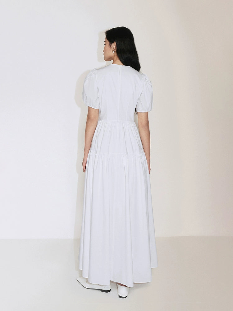 Puff Sleeve Dress with Elegant Style, High-End Resort Dress